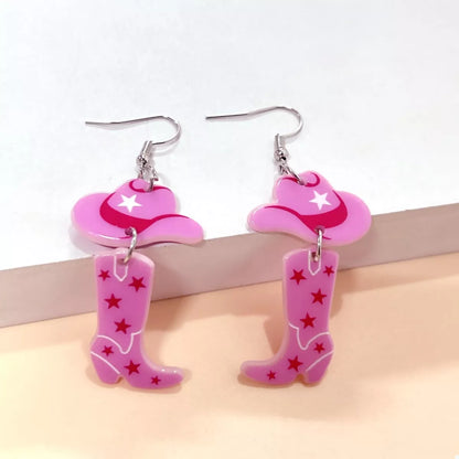 Cowboy Boot and Hat Dangle Earrings