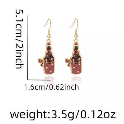 Cowboy Hat & Bottle Dangle Earrings