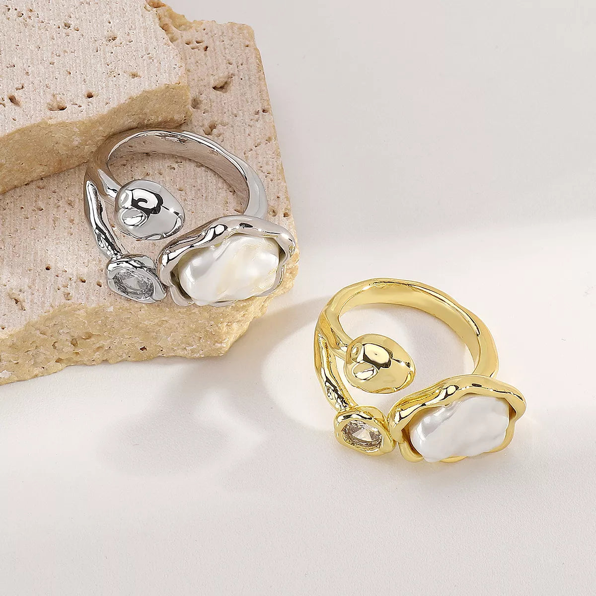 Irregular Pearl Open Ring