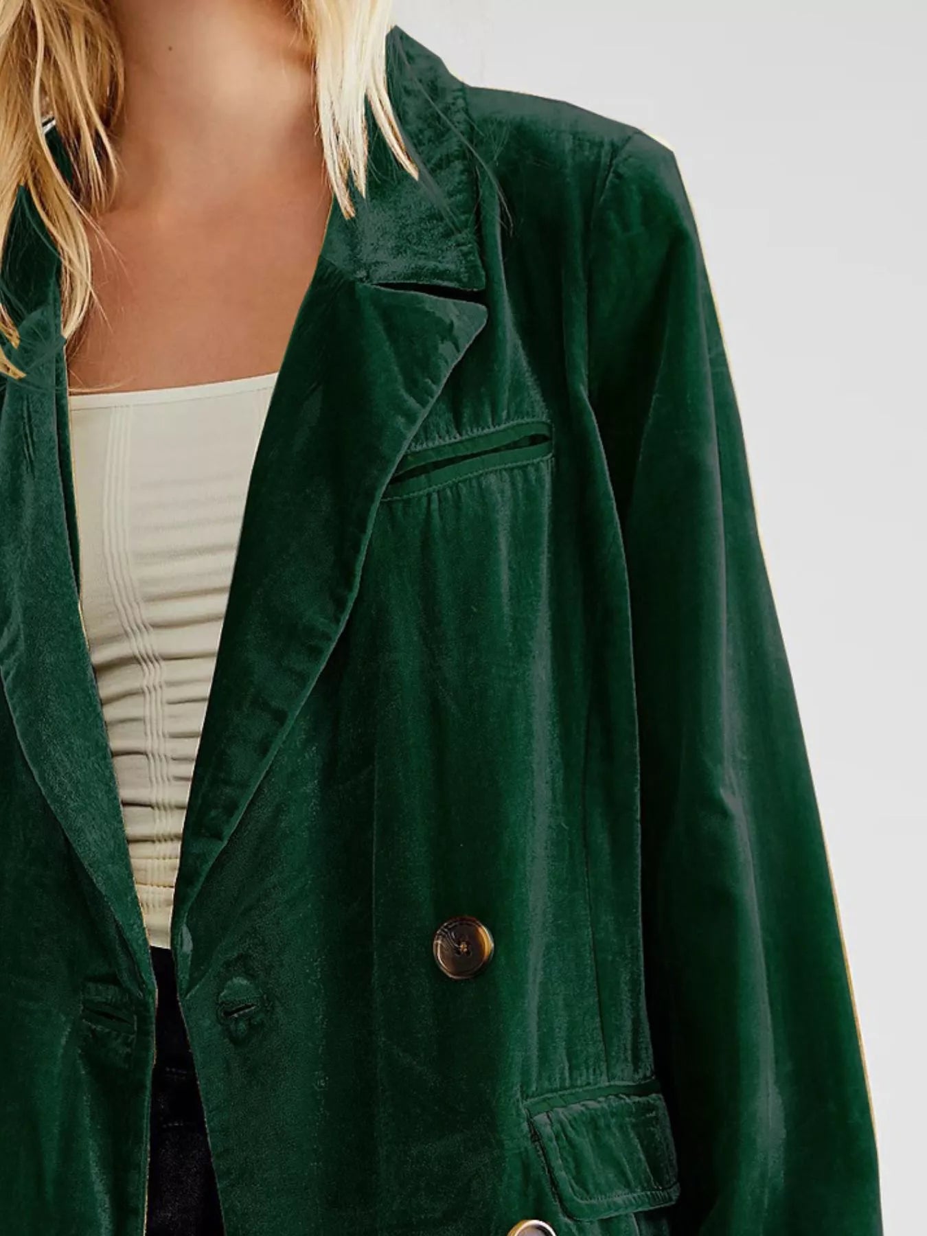 Lapel Collar Button Up Blazer