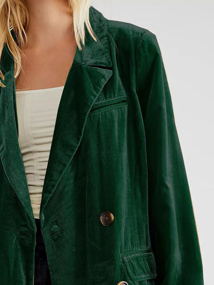 Lapel Collar Button Up Blazer
