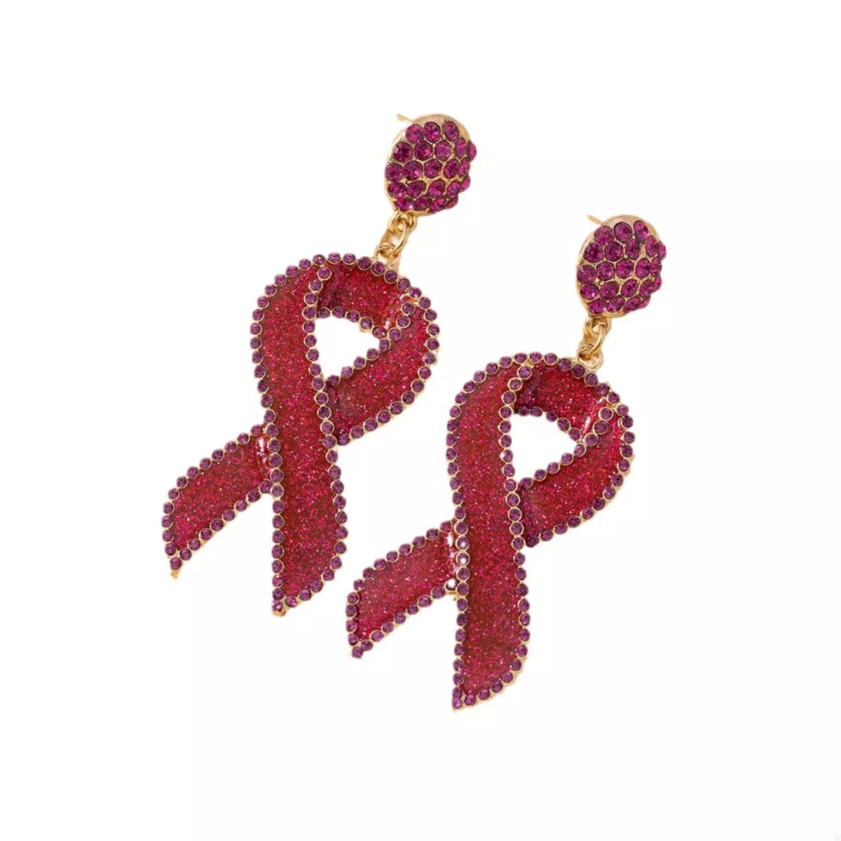 Rhinestone Ribbon Drop Earrings