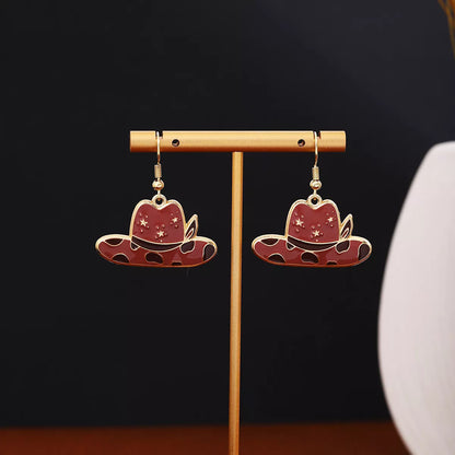Cowboy Hat & Bottle Dangle Earrings
