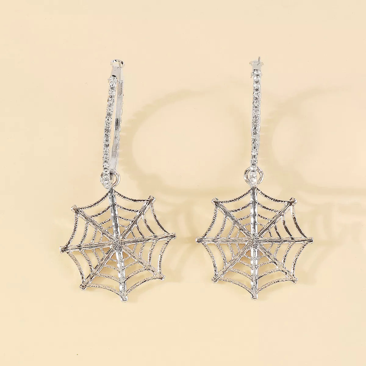 Spider Web Dangle Hoop Earrings