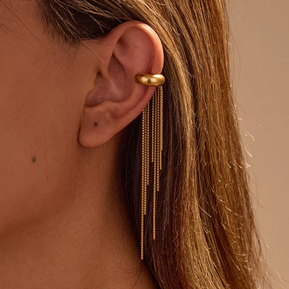 18K Gold-Plated Tassel Ear Cuff Earrings