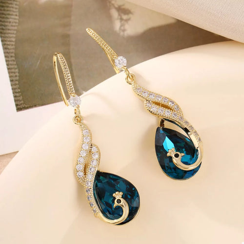 18K Gold-Plated Peacock Teardrop Earrings