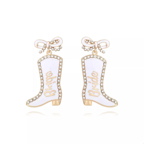 Cowgirl Boot Dangle Earrings with Bow