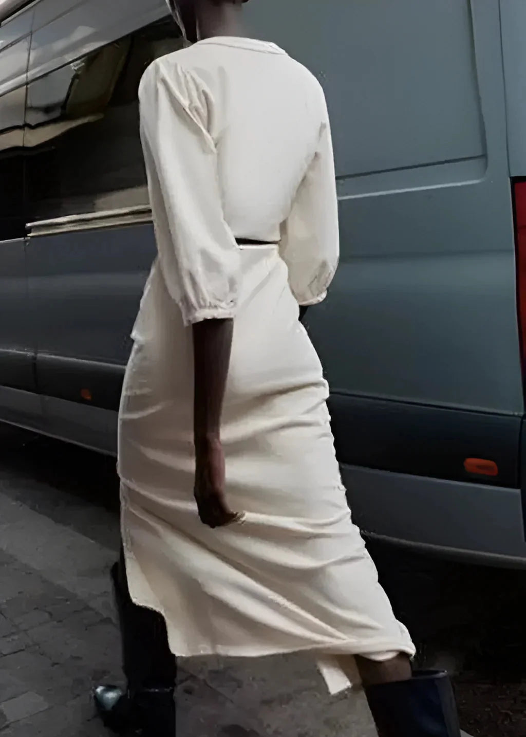 ELLE BUTTON-FRONT MIDI DRESS