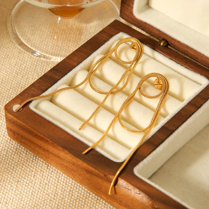 18K Gold-Plated Hoop Chain Earrings