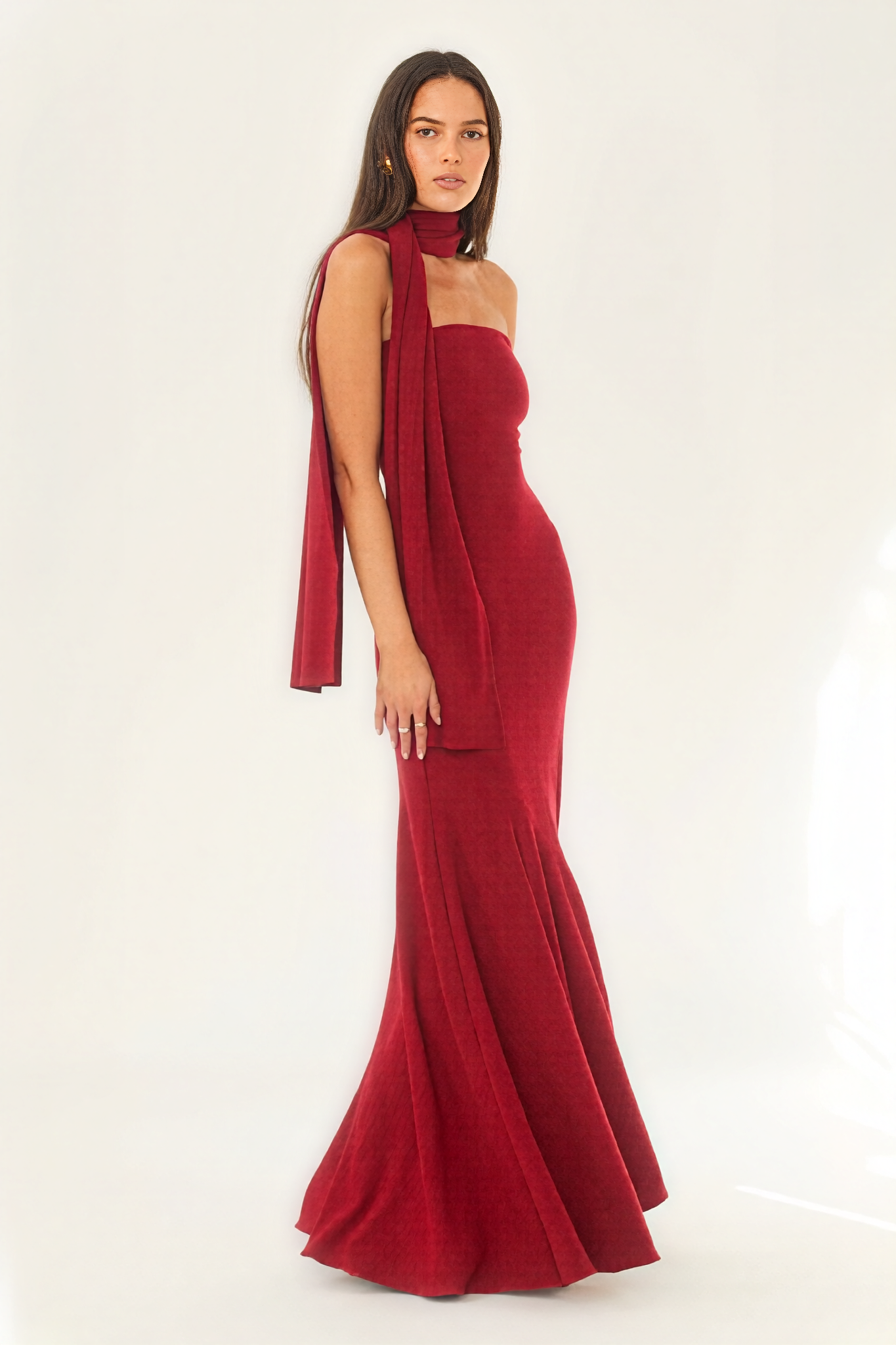 Solid Jersey Off-Shoulder Maxi Dress