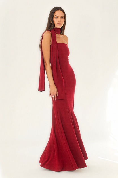 Solid Jersey Off-Shoulder Maxi Dress