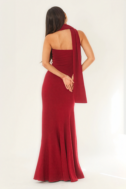 Solid Jersey Off-Shoulder Maxi Dress