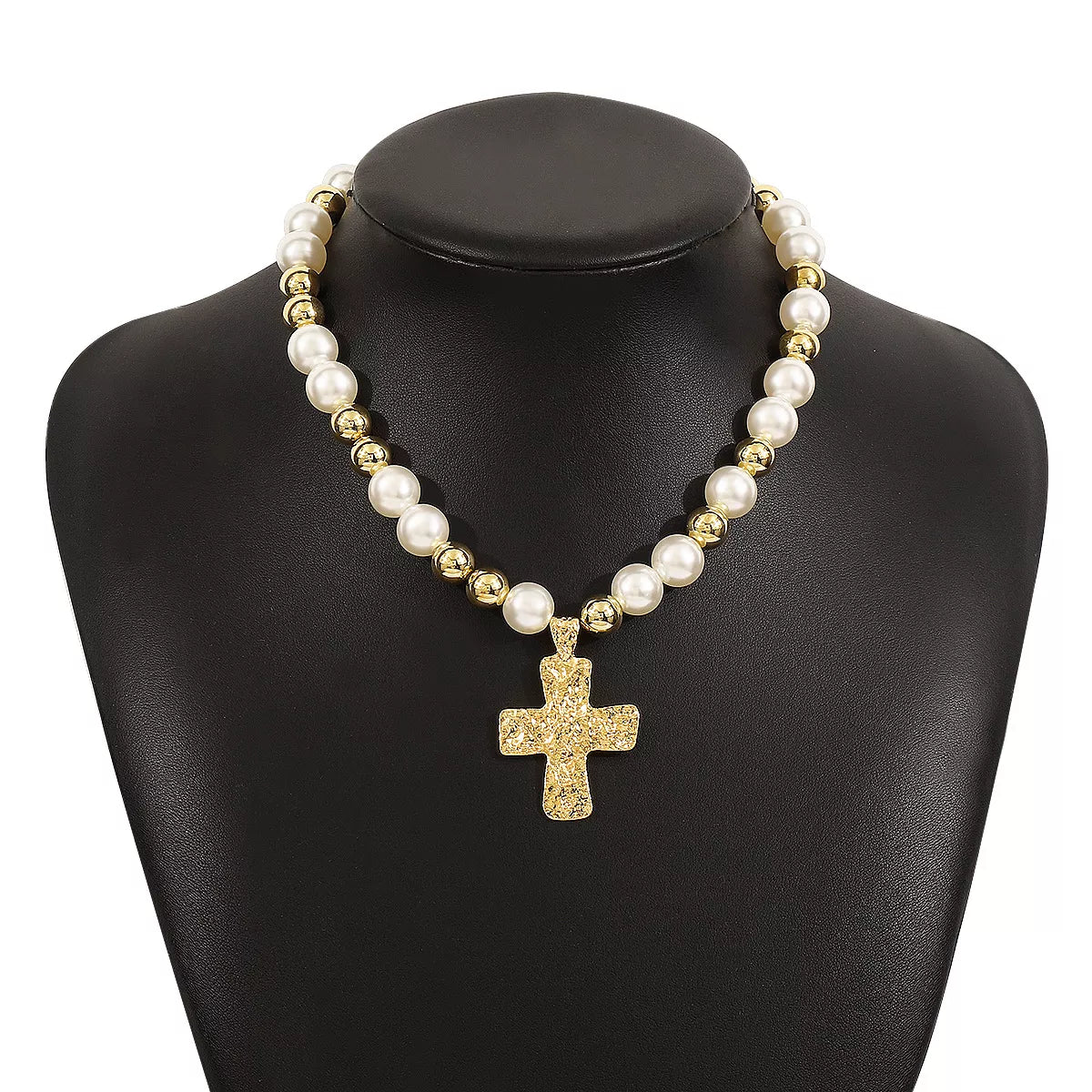 Pearl & Cross Pendant Necklace