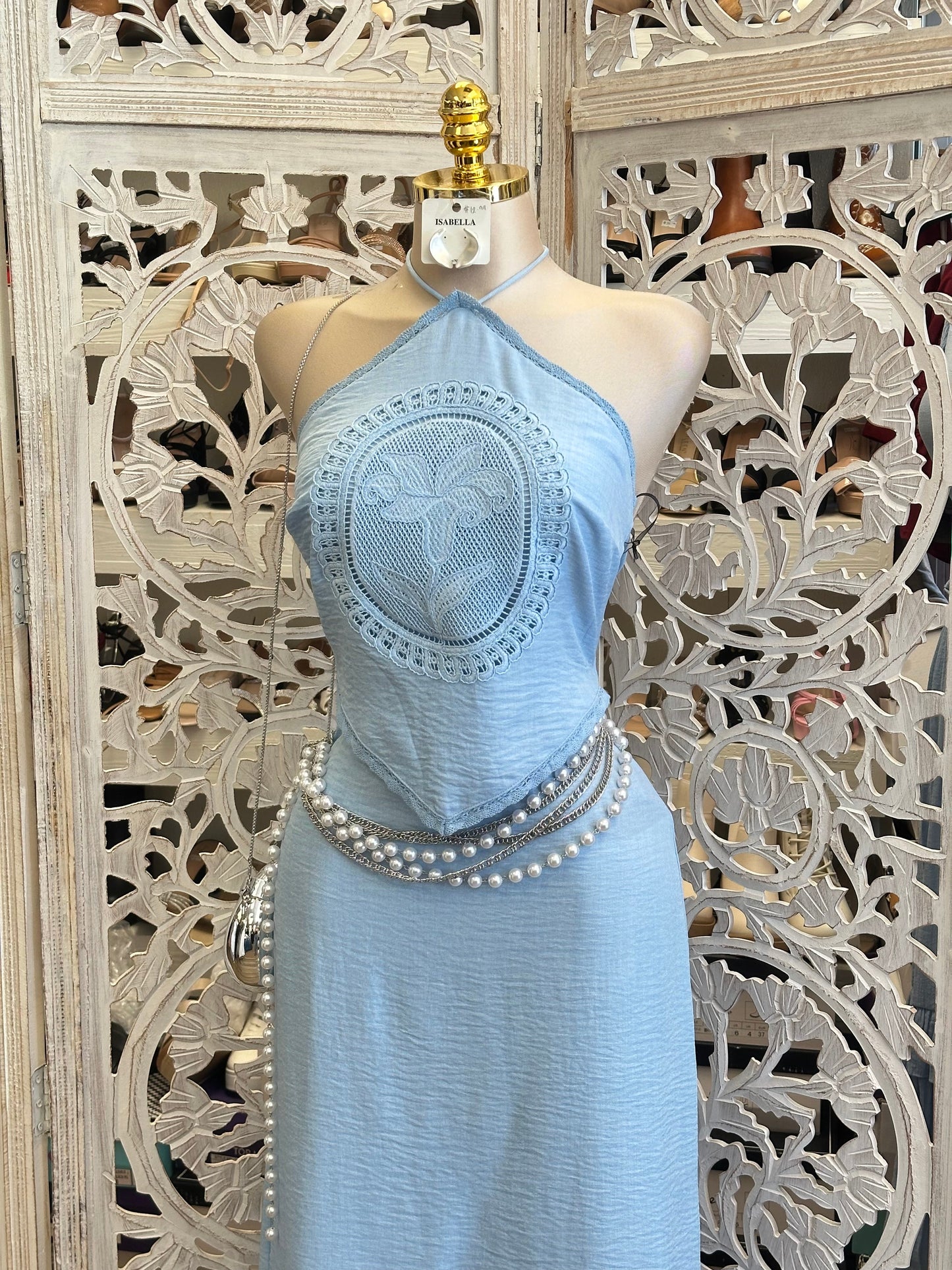 Light Blue Bandana Dress -Estira, Stretchy