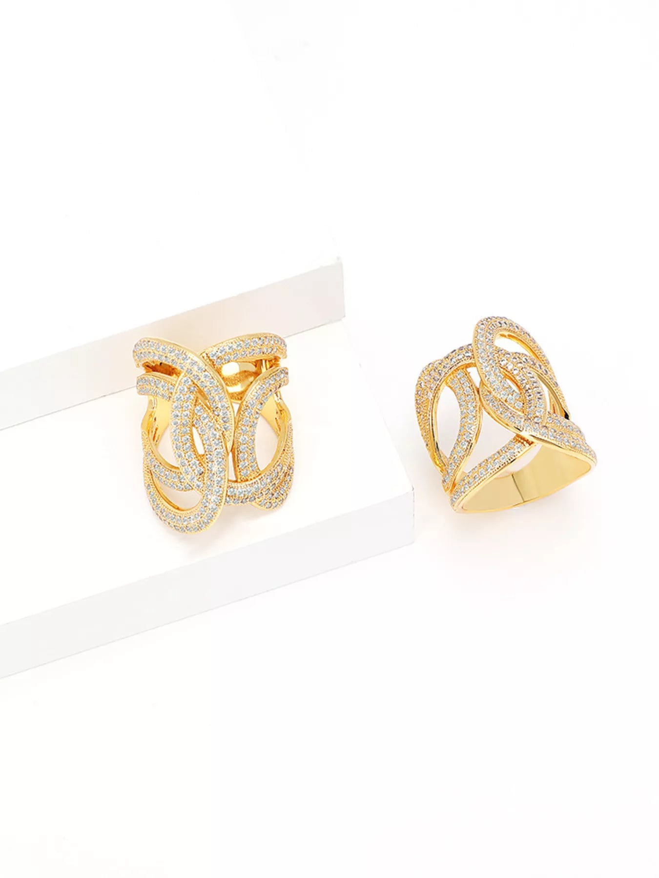 18K Gold-Plated Zircon Interwoven Ring
