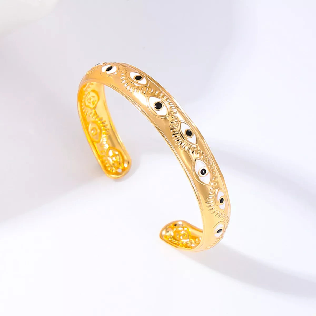 Evil Eye Open Bangle Bracelet