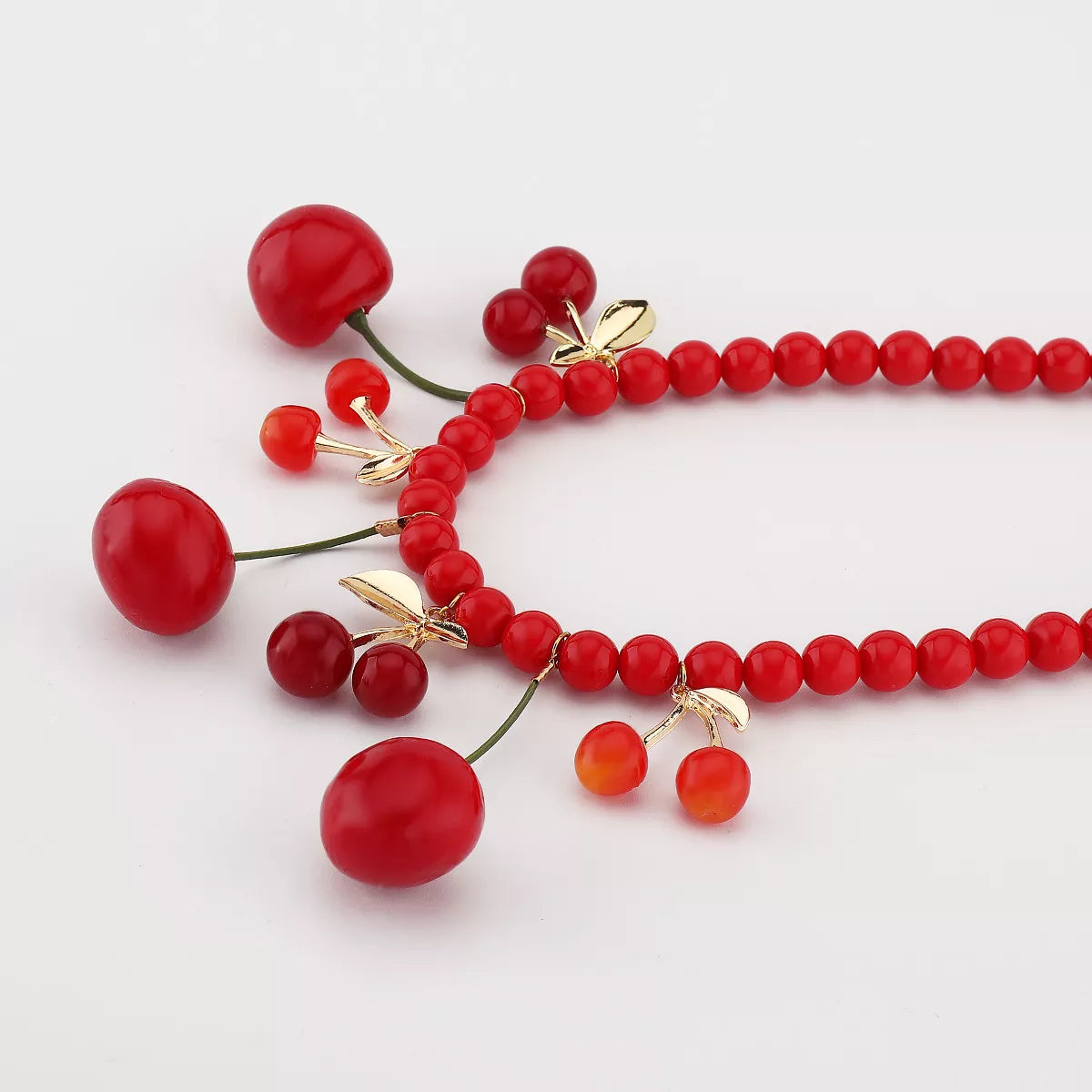 Cherry Beaded Charm Necklace