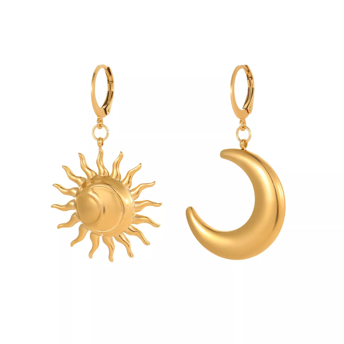 18K Gold-Plated Asymmetrical Sun & Moon Earrings