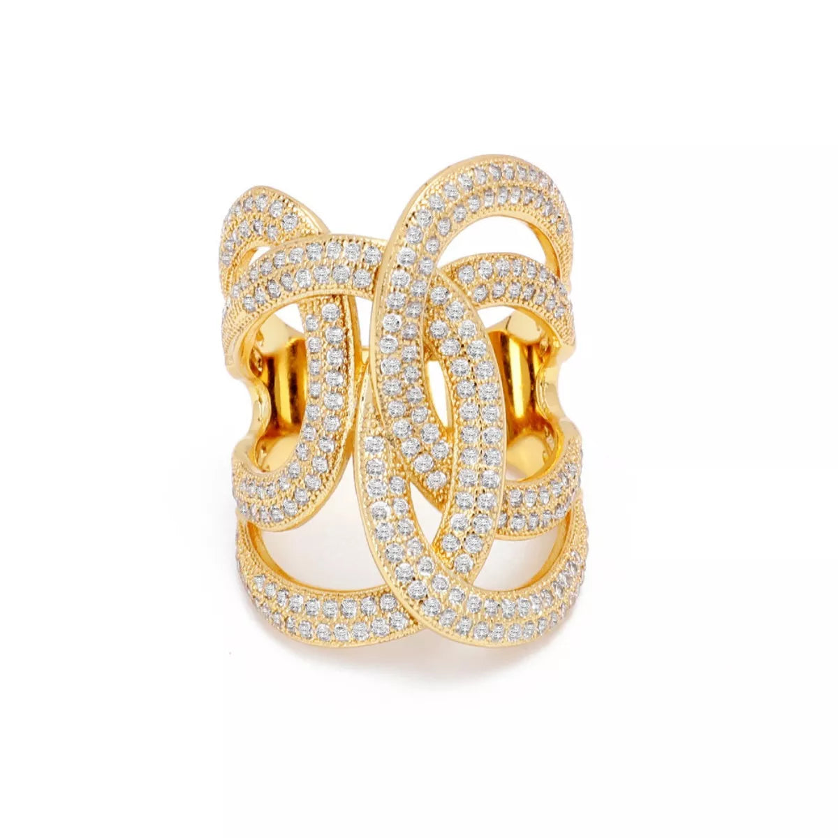 18K Gold-Plated Zircon Interwoven Ring