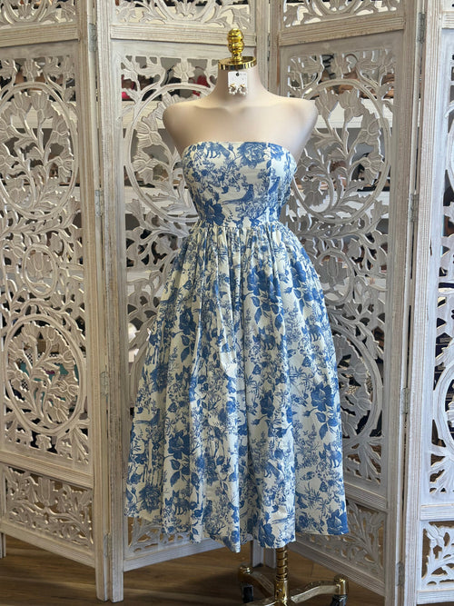 Allora Printed Blue Dress-Estira, Stretchy