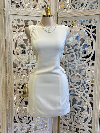 Bow Line Mini Ivory Dress -No Estira, Not Stretchy