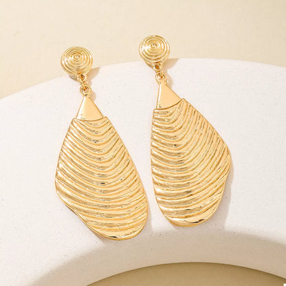 18K Gold-Plated Textured Dangle Earrings