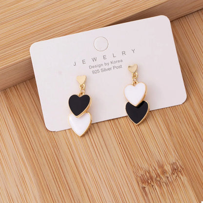 Sweet Doubl Heart Drop Earrings