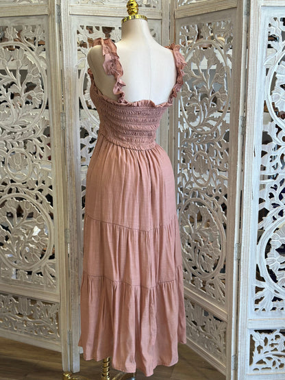 Tiered Ruffle Strap Maxi Dress -Estira, Stretchy