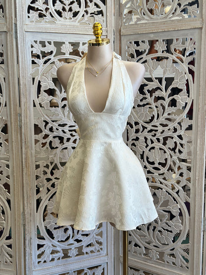 Pearl Flare Embroidered Mini Dress- Not Stretchy, No Estira