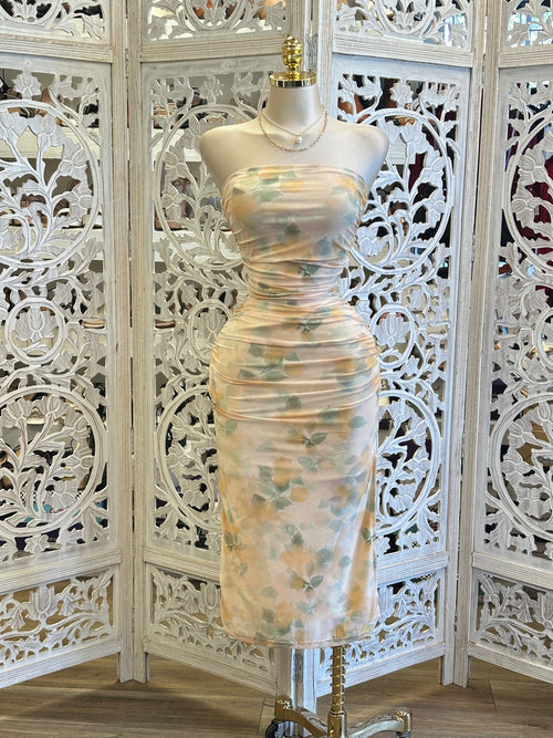 Pastel Garden Strapless Dress-Stretchy, Estira