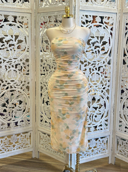 Pastel Garden Strapless Dress-Stretchy, Estira