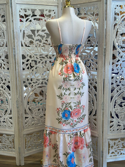Floral Bohemian Deep V Maxi Dress-Estira, Stretchy