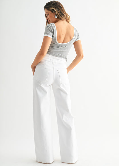 EMMA WHITE WIDE-LEG JEANS