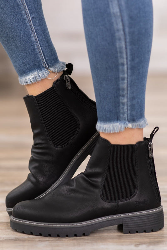 Black Elastic Double Gore Lug Sole Booties