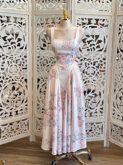 Square Neck Corset Midi Dress- Not Stretchy, No Estira