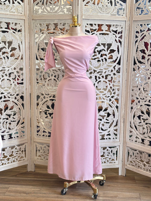 Pink Asymmetrical Midi  Dress - no Estira,  no Stretchy
