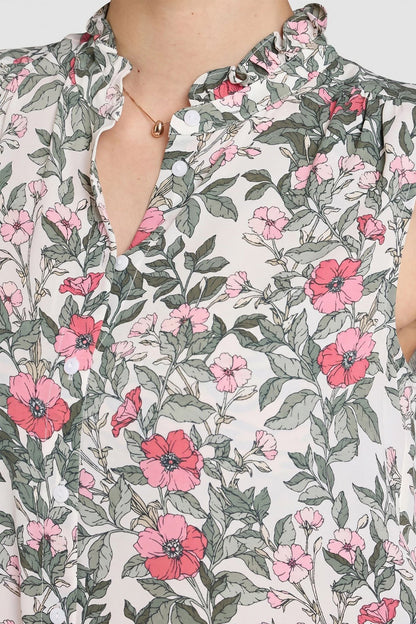 Sleeveless Ruffle Neck Blouse - Primrose Garden