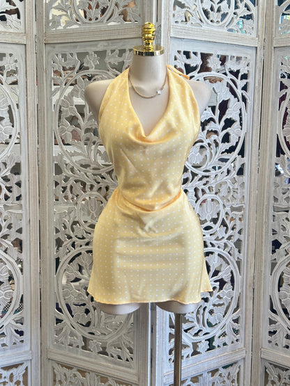 Butter Polka Dot Mini Dress- No Estira, Not Stretchy