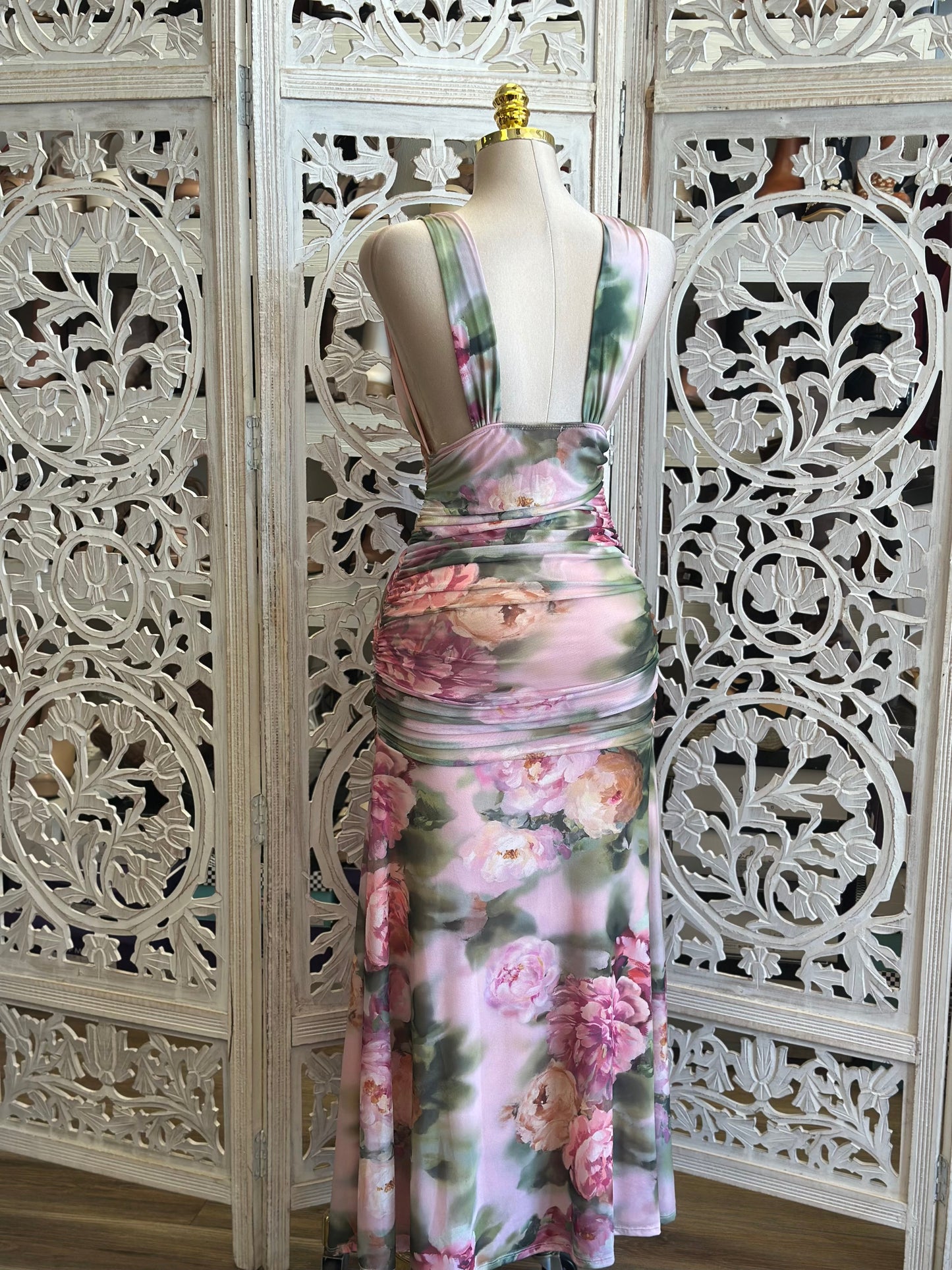 Garden Flow Brushed Dress-Estira, Stretchy