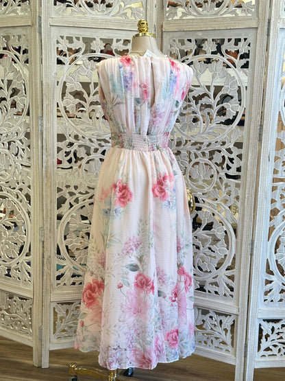 Boat Neck Floral Maxi  Pastel Dress-Stretchy, Estira