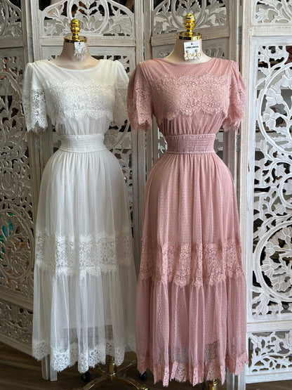 Lace Dainty Midi Dress- Stretchy,Estira