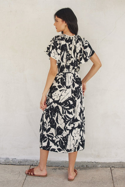 LACEY PRINT MIDI DRESS