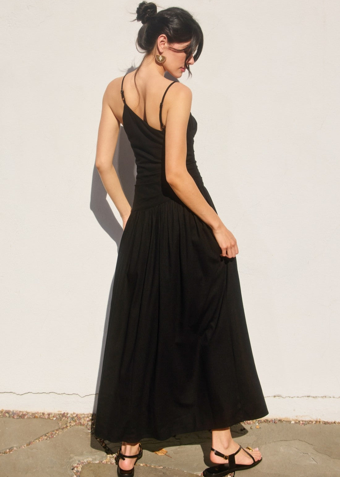 ELLE DROP WAIST RUCHED MAXI DRESS