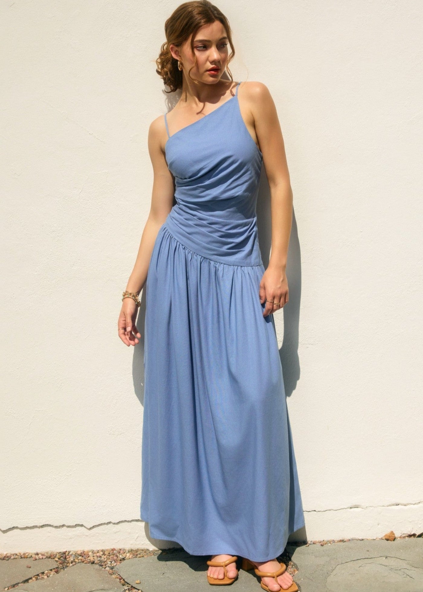 ELLE DROP WAIST RUCHED MAXI DRESS