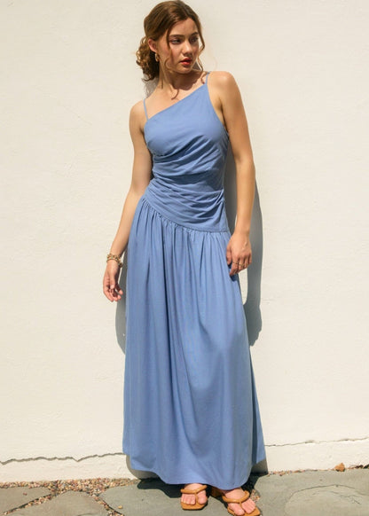 ELLE DROP WAIST RUCHED MAXI DRESS