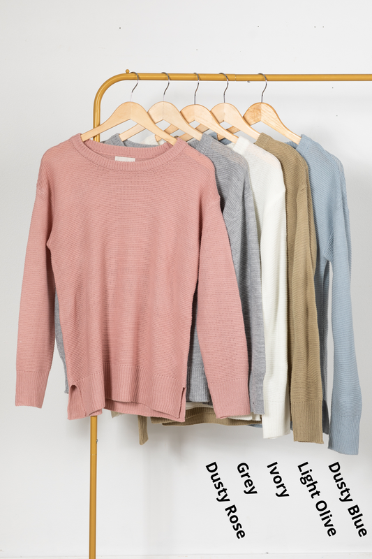 Boyfriend Fit Sweater With Mini Waffle Texture