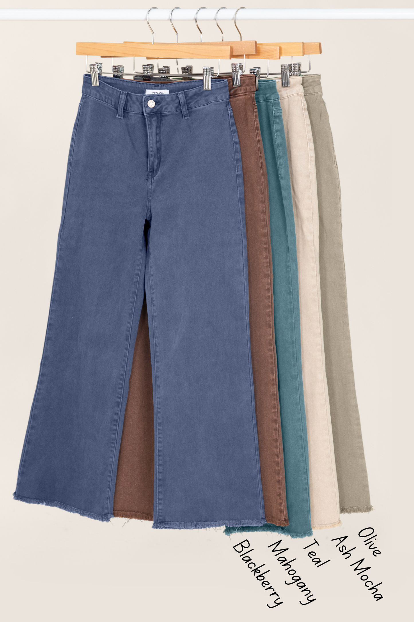 Acid Wash Frayed Hem Straight Wide Pants
