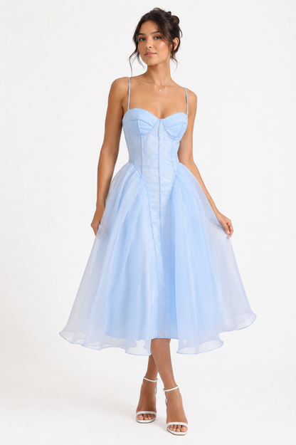 Blue Corset Tulle Dress- No Estira, Not Stretchy