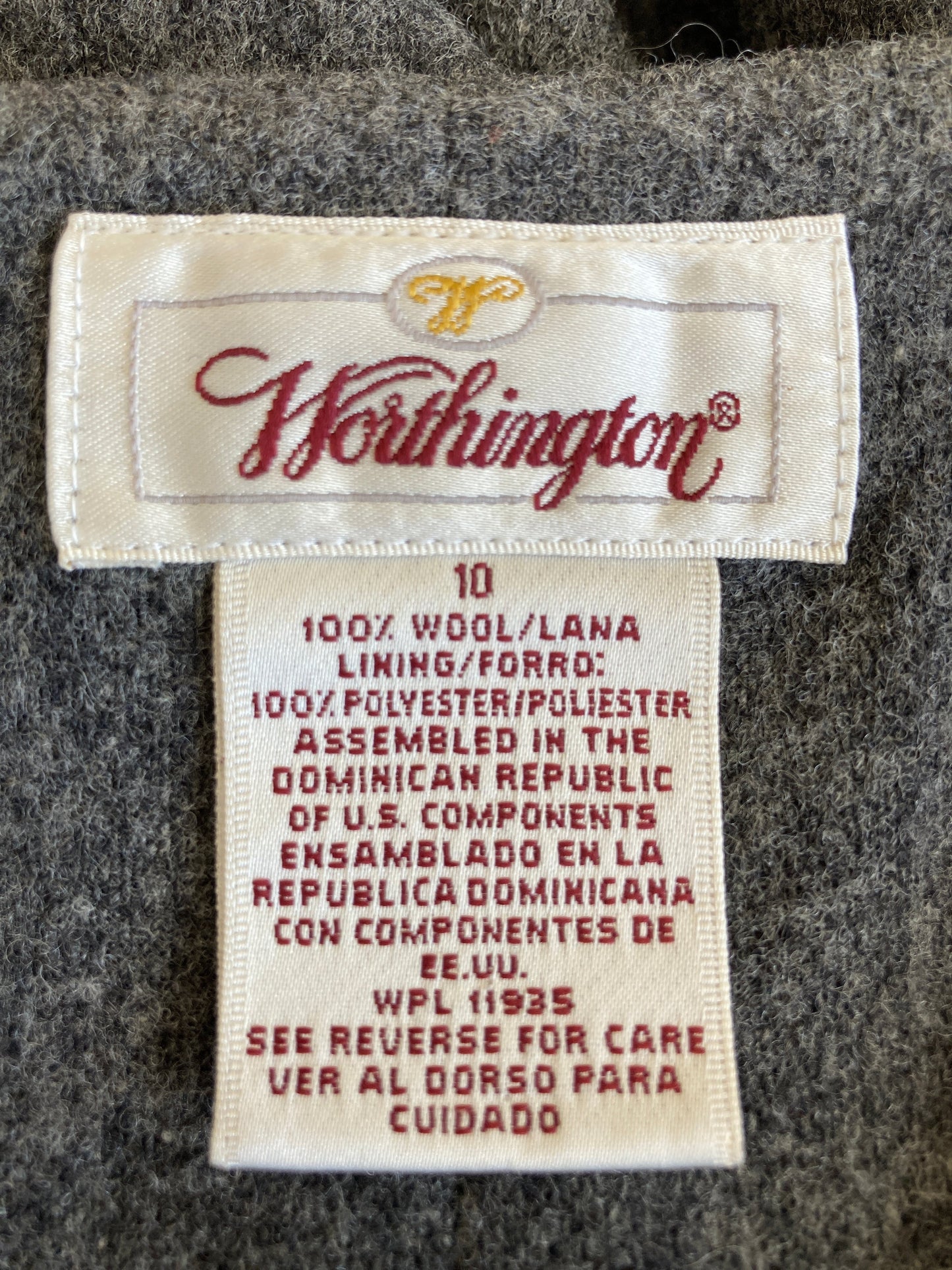 Vintage Worthington Charcoal Wool Jumper, 10