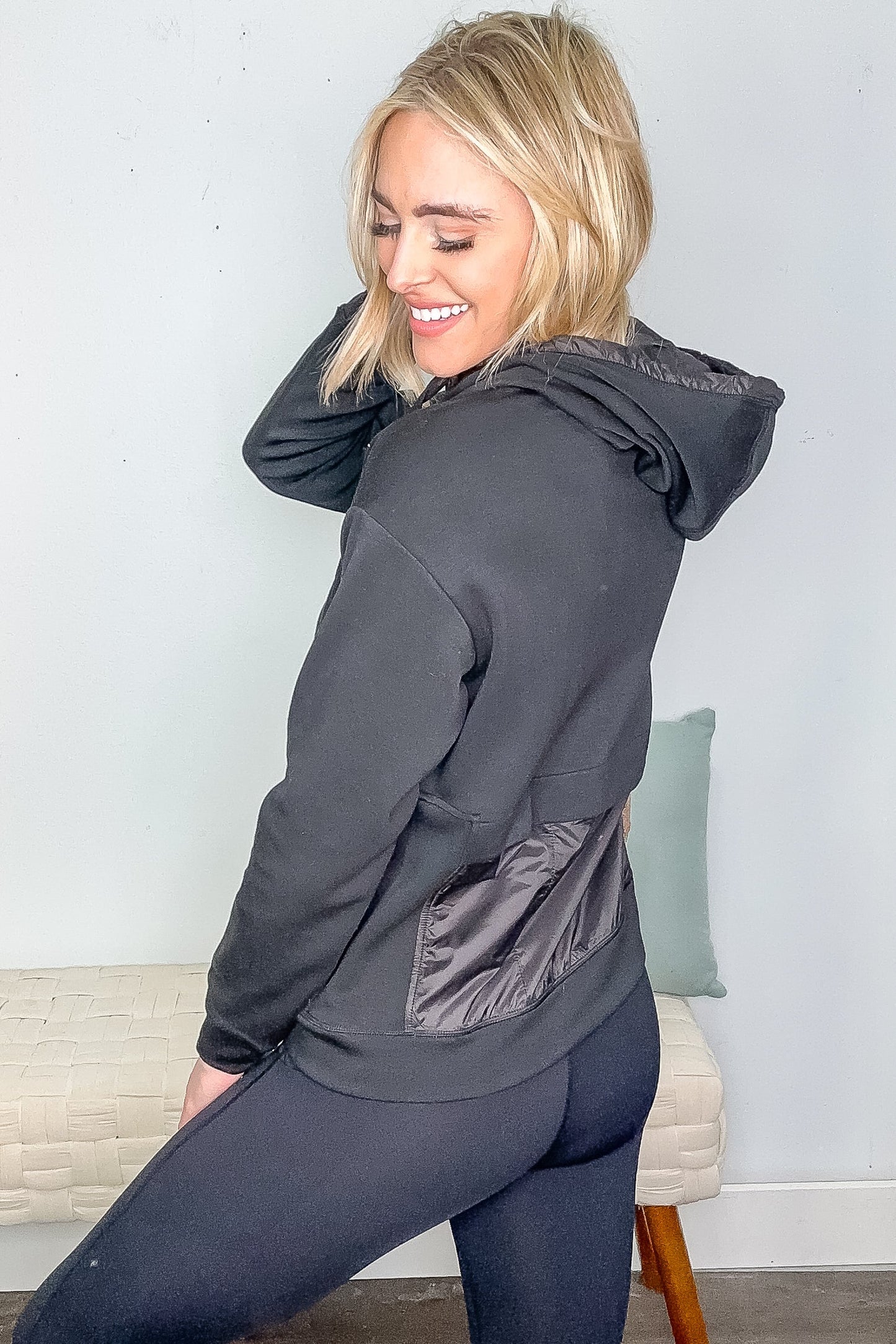 Black Modal-Blend Jacket With Back Pocket